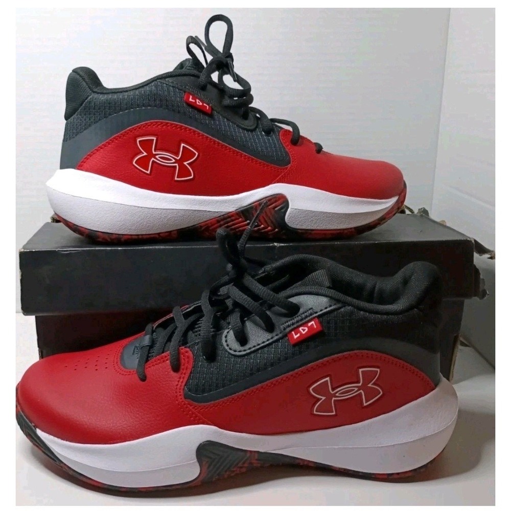 Under Armour UA Lockdown 7 Red Black White Unisex Athletic Shoes M-8.5, W-10 NIB